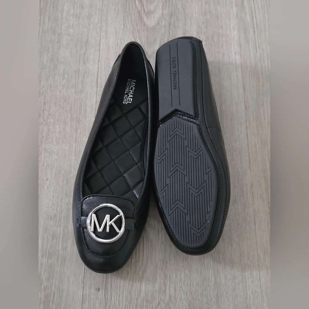 Michael Kors Black Loafers with Silver Emblem